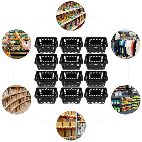 12pcs Mesh Shopping Baskets with Handles PP Shopping Basket Portable 21 L Large