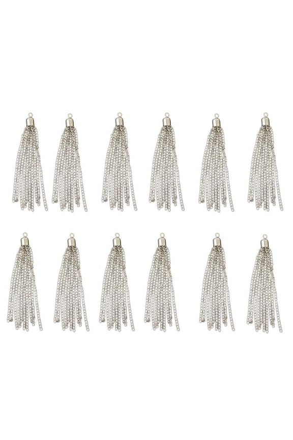 12pcs Metal Chain Tassel Charm with Cap for Keychain Cellphone Straps Jewelry Charms