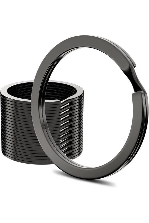 12pcs Metal Flat Key Rings, 1 inch Thick Round Split Keyring for Car Office Home DIY Keychains (Gunmetal)