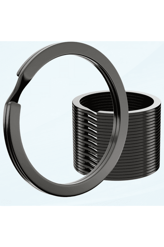 12pcs Metal Flat Key Rings, 1 inch Thick Round Split Keyring for Car Office Home DIY Keychains (Gunmetal)