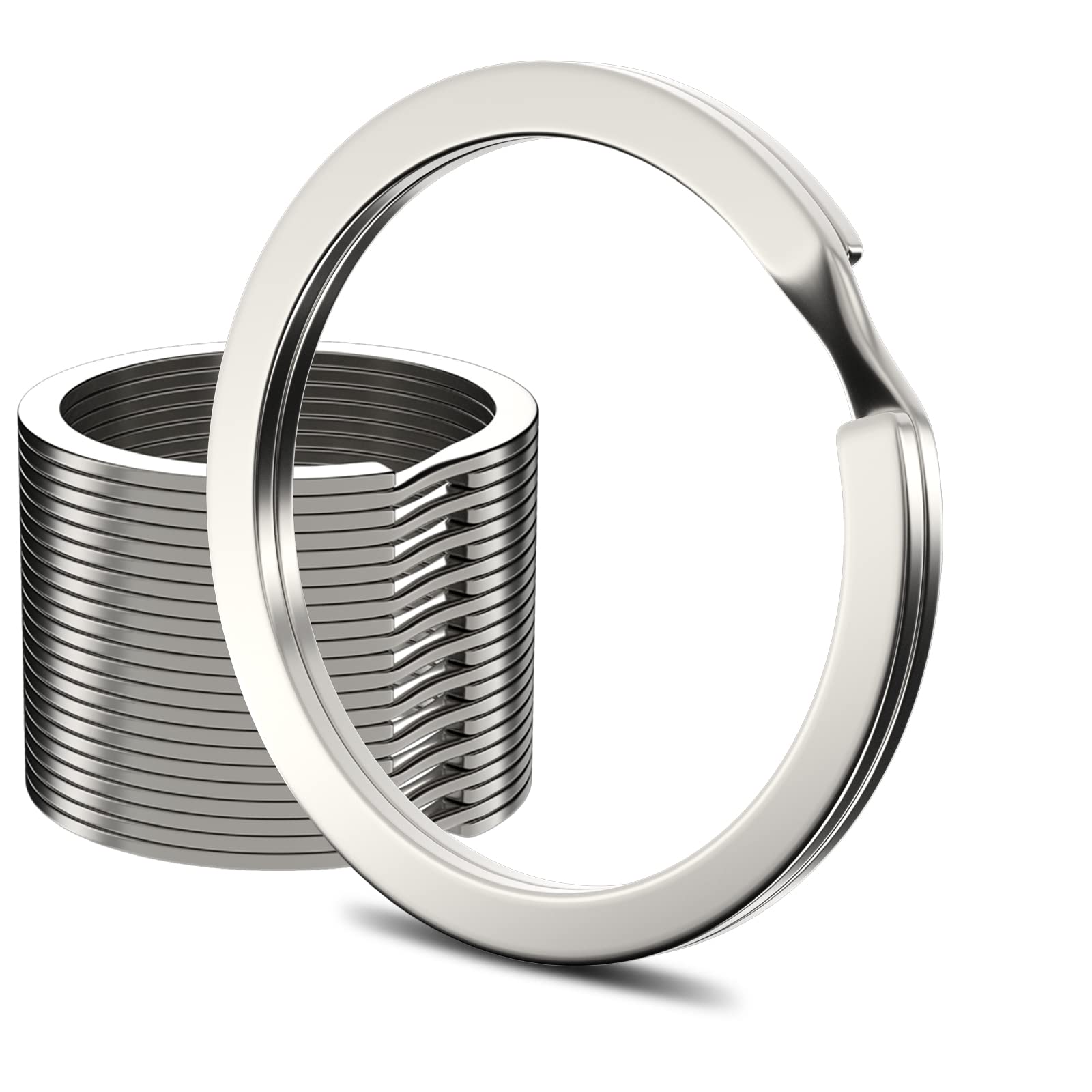 12pcs Metal Flat Key Rings, 1 inch Thick Round Split Keyring for Car