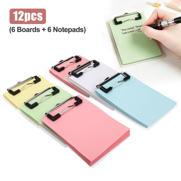 12pcs Mini Clipboards with Memo Pads, Small Pocket Clipboard Set, Portable Clipboards for Notes, Receipts, To-Do Lists