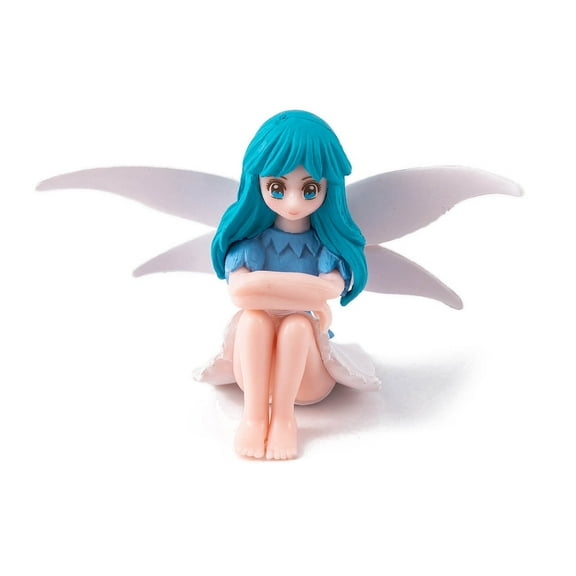 12pcs Mini PVC Fairy White Wing Figurine Dollhouse Decorations Light Sea Green 83x61mm