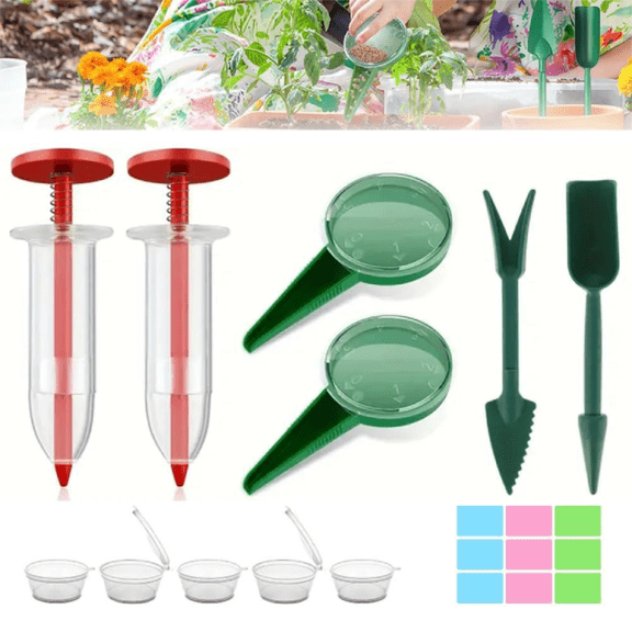 12pcs Mini Seed Spreader Set,Mini Seed Planter Tool,Seed Dispenser Manual Seedlings Dibber and Widger,Seed Sower Spreader