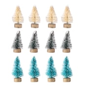 12pcs Mini Christmas Tree Decorations Set, Small Cedar Desktop Ornaments for Holiday Tabletop and Home Festive Decor