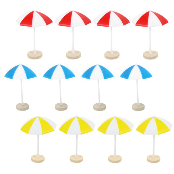 12pcs Miniature Beach Umbrella Decorations for Dollhouses, Landscape Models, Crafts, and Project Scenery
