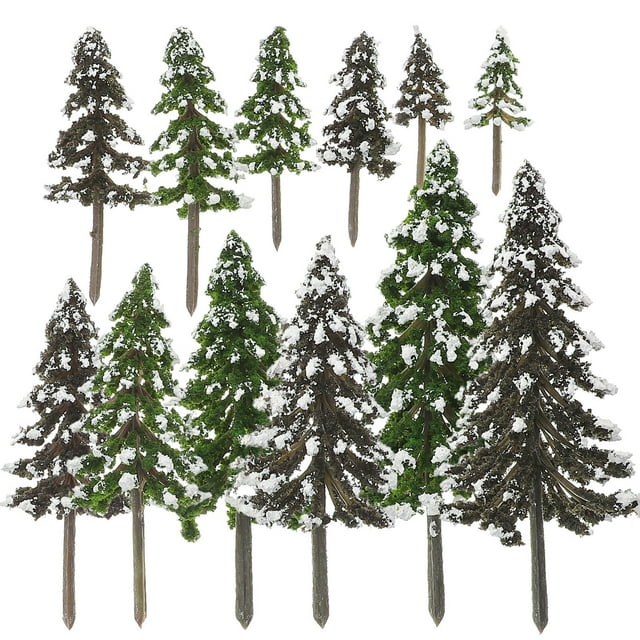 12pcs Model Trees Miniature Trees Mini Simulation Pine Tree Micro
