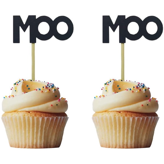 12pcs Moo Cake Topper Cows Cupcake Toppers for Farm Theme Party Kids Girls Birthday party Baby Shower Decorations