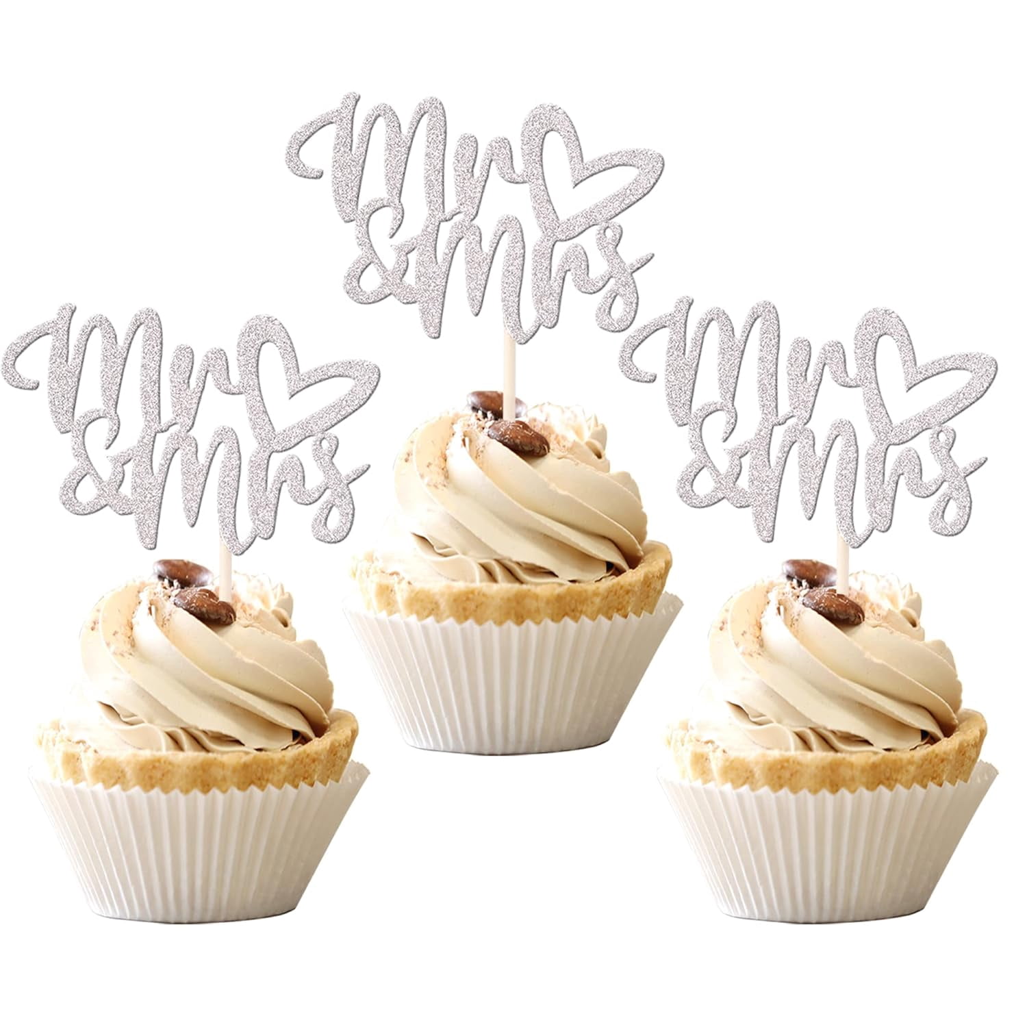 Ercadio 20-Pack Flower Ring Cupcake Toppers - Floral Party Decor For Birthdays, Showers & Celebrations