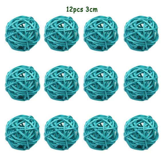 12pcs Multi Color Wicker Rattan Balls, Decorative Balls,Garden, Wedding, Party Decorative Crafts, Vase Fillers, Rabbits, Parrot, Bird Toys ( 3cm,5cm)