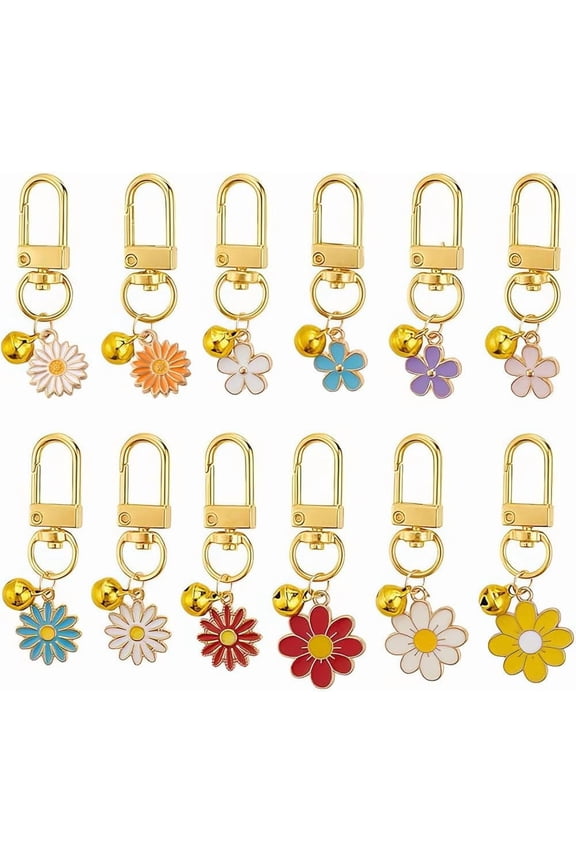 12pcs Multi-Colored Daisy Flower Pet Collar Charms with Swivel Clasps