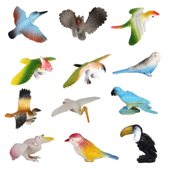 12pcs Multi-color Birds Model Figures Collection Toy Set
