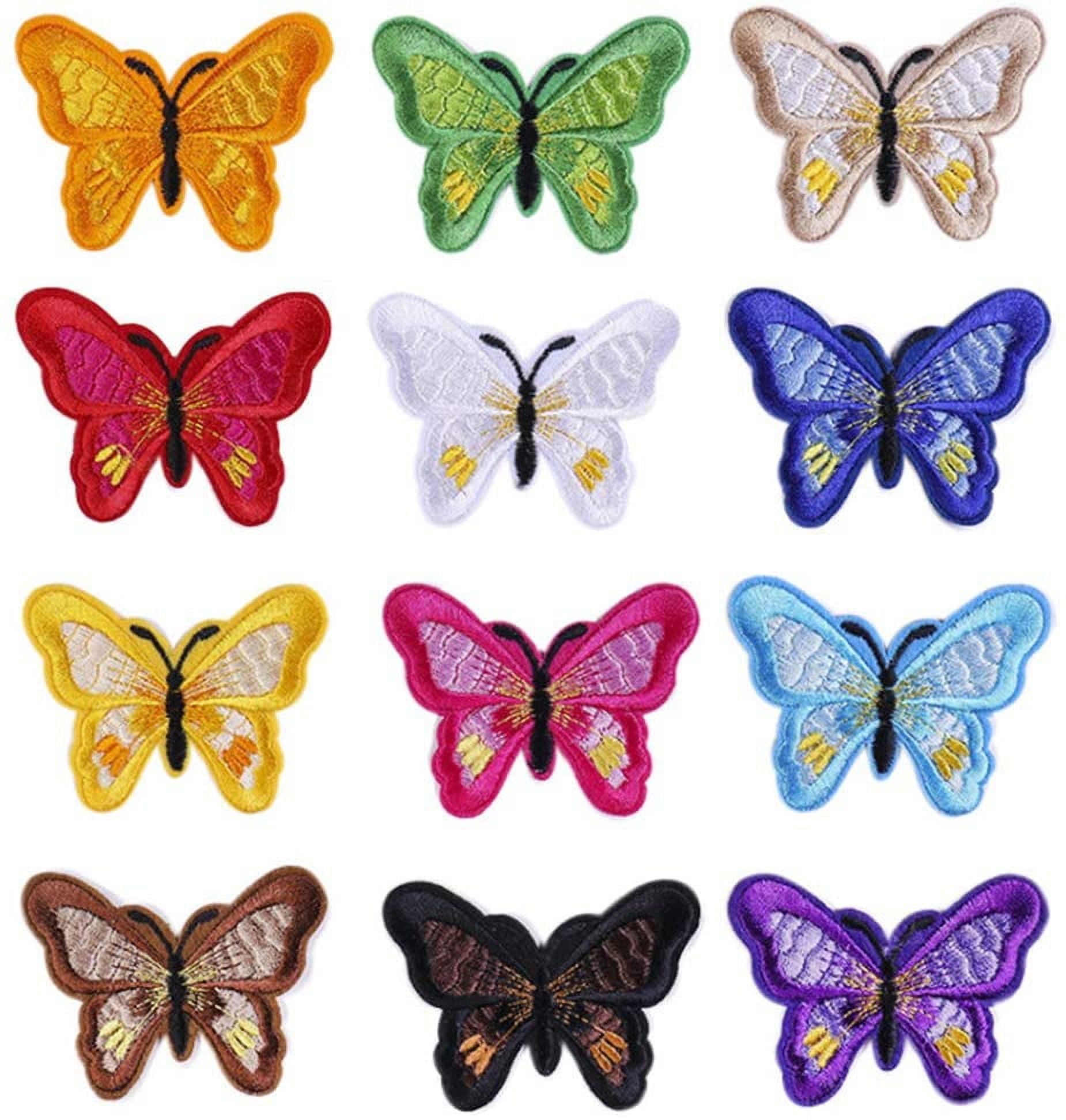 12pcs Multicolor Butterfly Iron on Patches Embroidered Motif Applique Assorted Size Decoration Sew On Patches Custom Patches for DIY Jeans,Jacket,Kid's Clothing,Bag,Caps,Arts Craft (Butterfly)