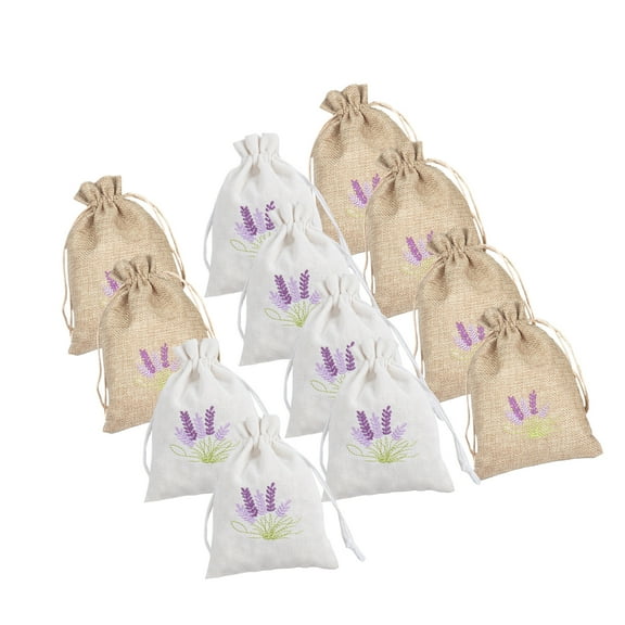 12pcs Multipurpose Cotton Linen Scented Sacks with Drawstring Present Packaging Bags Elegant Small Lavenders Sachets