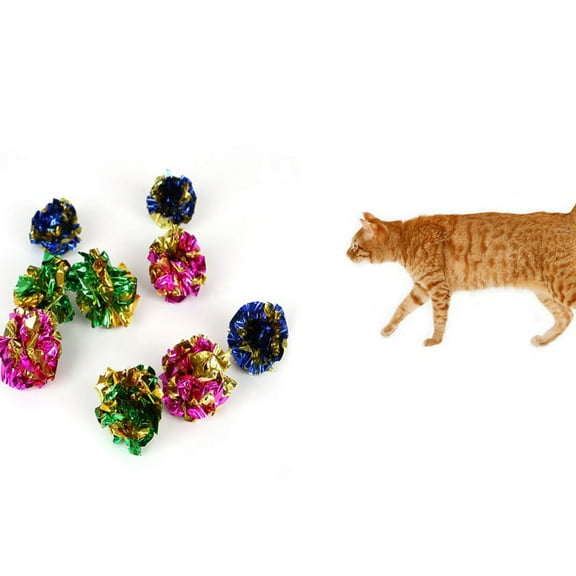 12pcs Mylar Crinkle Balls Cat Toys Best Interactive Crinkle Cat Toy Balls Ever Independent Pet Kitten Cat Toys for Fat Real Cats Kittens Exercise, Soft/Light- Mix Color