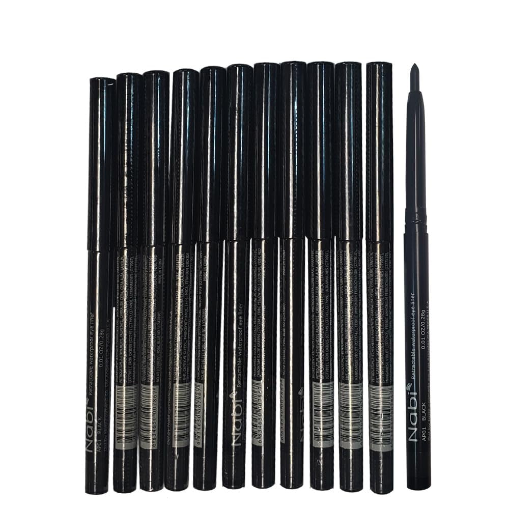 12pcs Nabi Retractable Waterproof Black Eyeliner (Wholesale Lot) Pencil O2