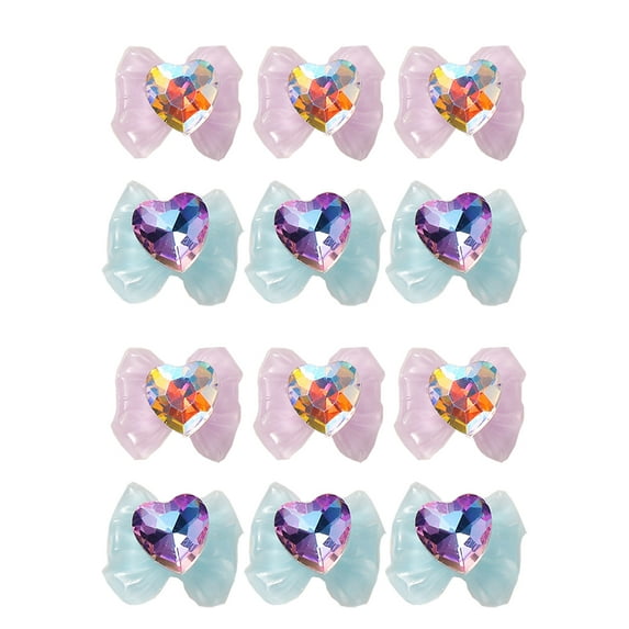 12pcs Nail trinkets Transparent Color Bow Nail Accessories Resin Shaped Drill Nail ornaments - style:style2;