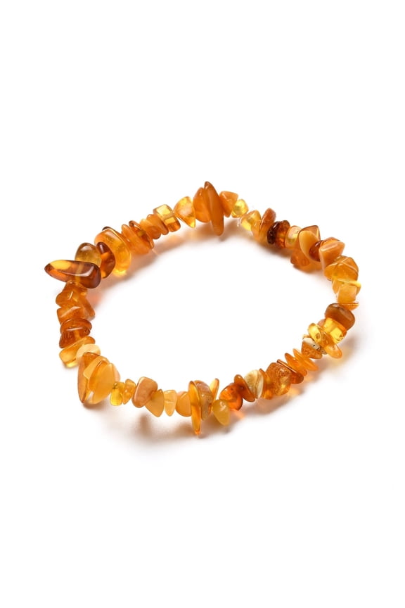12pcs Natural Amber Chip Beads Stretch Bracelet for Inner Diameter: 1-3/4 inch(4.5cm)