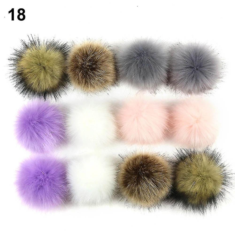 12pcs Natural Faux Fur Fluffy Balls Diy Hats Shoes Scarves Pompon