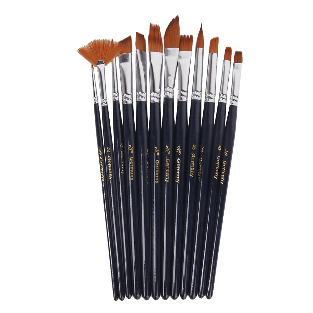 12pcs Nylon Hair Paint Brush Set Artist Watercolor Acrylic Oil Painting Supplies