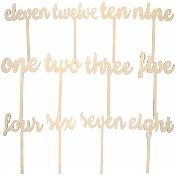 12pcs One-Twelve Wooden Table Numbers on Sticks for Wedding Party Decoration$$Home Decor, Kitchen, & Other