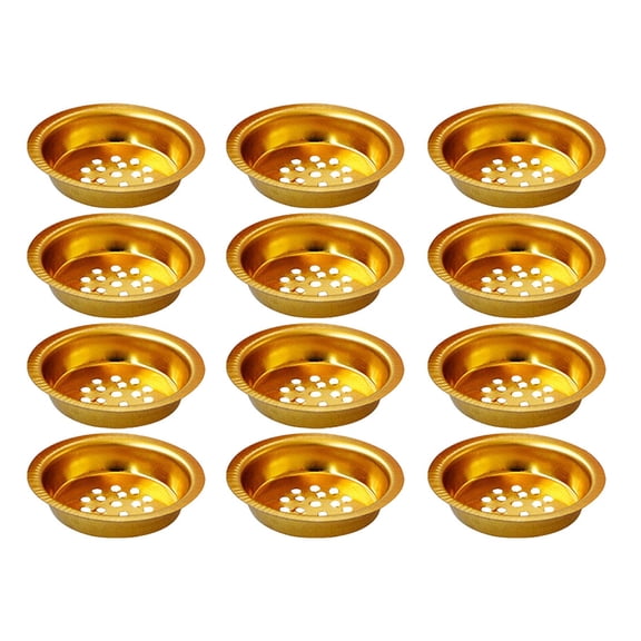 12pcs Oud Burner Tray: Perforated Incense Sieve Plate - Round Gold Incense Cup Insert - Small Tablet Holder for Bakhoor Frankincense