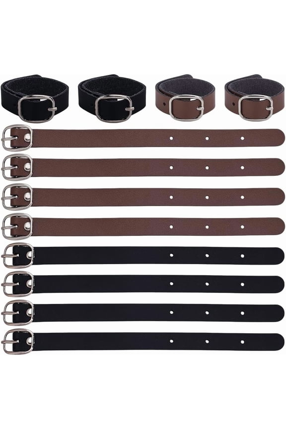 12pcs PU Leather Luggage Tag Straps 7.87inch 2 Colors Leather Luggage Loops with Alloy Buckle Name Tag Holders for Suitcases Briefcase Backpacks Travel Hanging Accessories