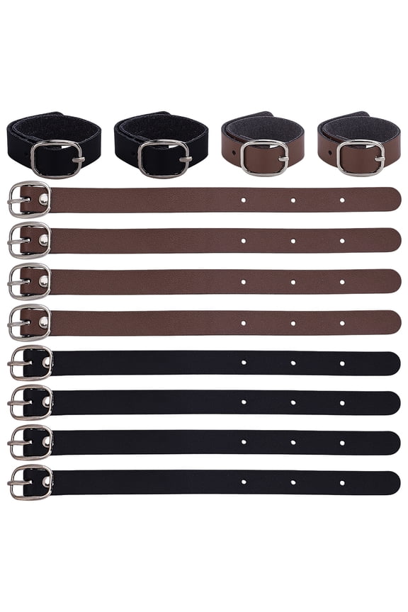 12pcs PU Leather Luggage Tag Straps 7.87inch 2 Colors Leather Luggage Loops with Alloy Buckle Name Tag Holders for Suitcases Briefcase