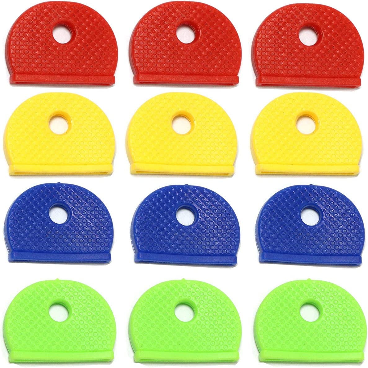 12pcs PVC Plastic Key Cap Tags Covers in 4 Assorted Colors for Identify Your Key