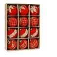thumbnail image 1 of 12pcs Painted Plastic Christmas Tree Decorations, 3.15" Flocked Christmas Ball Ornaments Set for Xmas Trees Decor Holiday Party Wedding Decoration, Red, 1 of 5