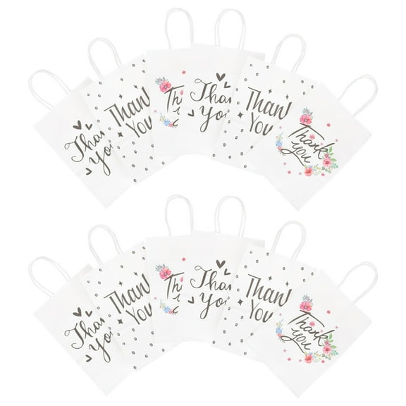 12pcs Paper Bags Thank You Gift Bags Thank You Bags with Handles for Party (Random Style)