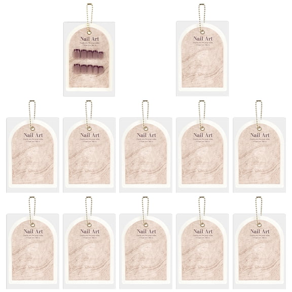 12pcs Paper Manicure Display Cards Hand Model Board Nail Art Color Display Card DIY Nail Art Display Chart Display Tip Tools Arch with Word White
