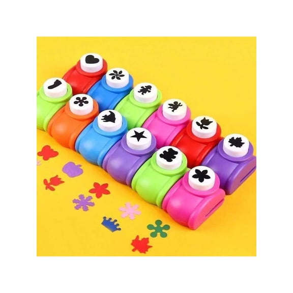 12pcs Paper Punching Craft Set Mini Embossing Puncher with Daily Shapes for DIY Scrapbooking, Card Making, Nail Art, Greeting Cards & Journal Decoration