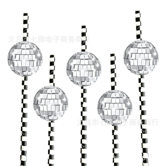 12pcs Paper Straws Decorative Straws Disco Ball Straws Party Disco Straw Decoration