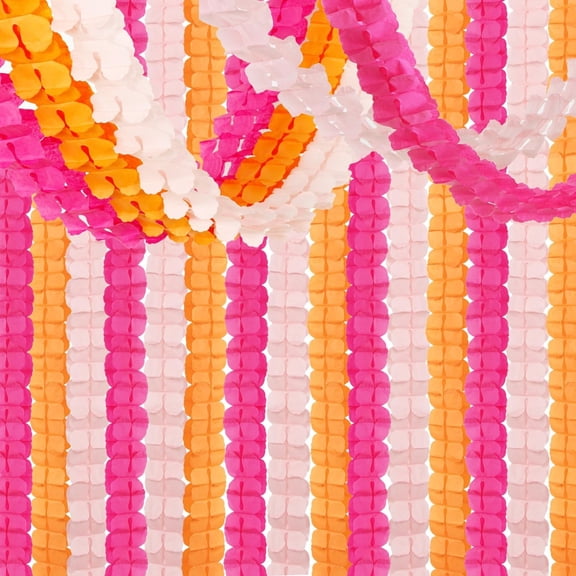 12pcs Paper Streamers Garland in Pink Orange for Fall Party Birthday Bridal Shower Wedding Graduation Backdrop Decor