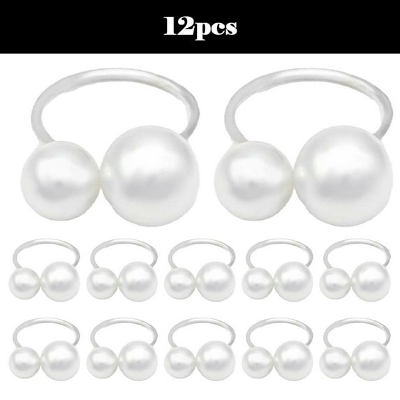 12pcs Pearls Napkin Ring Napkin Buckle Wedding Party Dinner Table Decoration