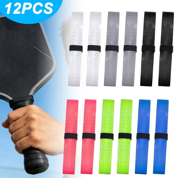 12pcs Pickleball Paddle Grip Tape, TSV Anti-Slip Overgrip Replacement Perforated Super Absorbent Grip Wrap for Pickleballs Tennis Badminton