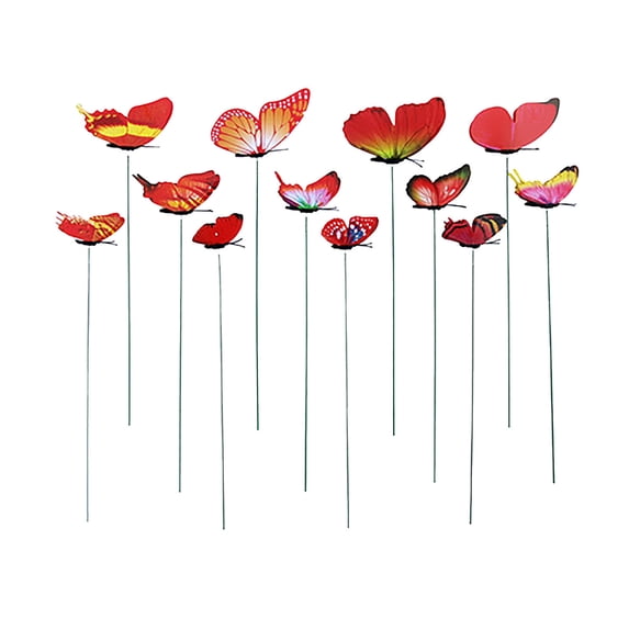 12pcs Pink Butterfly Plant Stakes 9.8in - Colorful Sticks for Flower Arrangements, Garden Decorations, Outdoor Yard Decor, Tree Toppers, Floral Pots, DIY 3D Ornaments for Home Tea Party Wedding