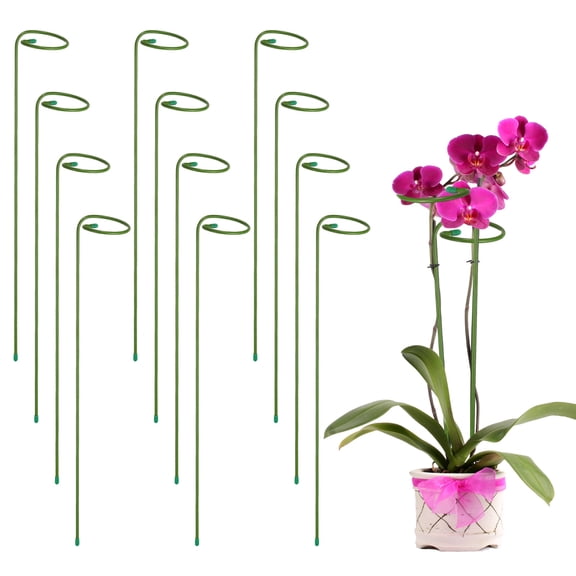 12pcs Plant Support Stakes, 18inch Single Stem Stakes Garden Plant Cage Support Rings for Orchid Rose Tomato Peony Flowers
