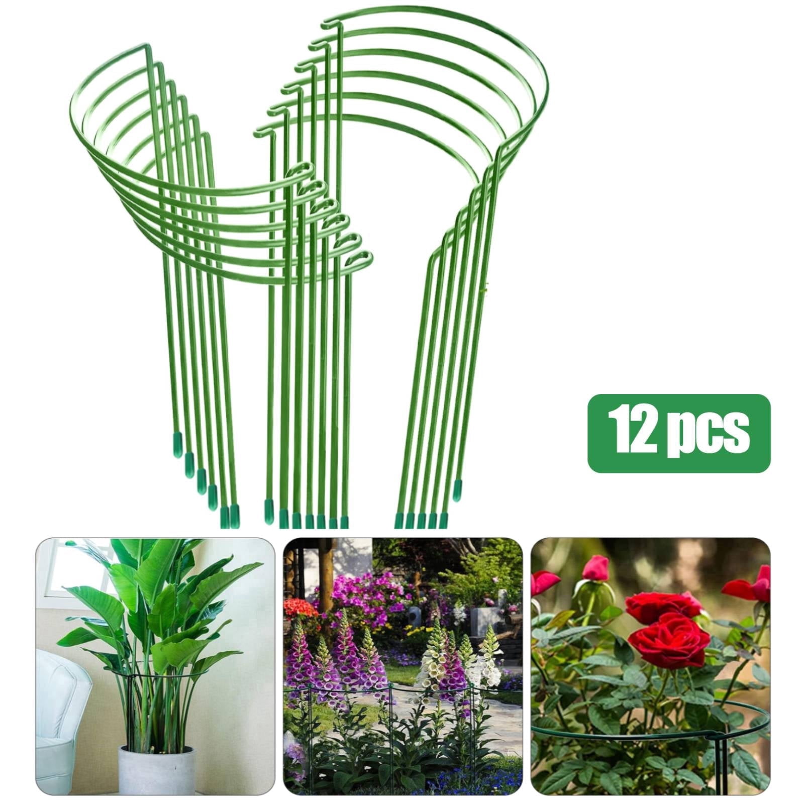 12pcs Plant Support Stakes, TSV 10" W x 16" H Half Round Peony Cages and Supports, Metal Plant Stakes for Indoor and Outdoor Plants, Plant Holders, Tomato Monstera Hydrangea Support Cage