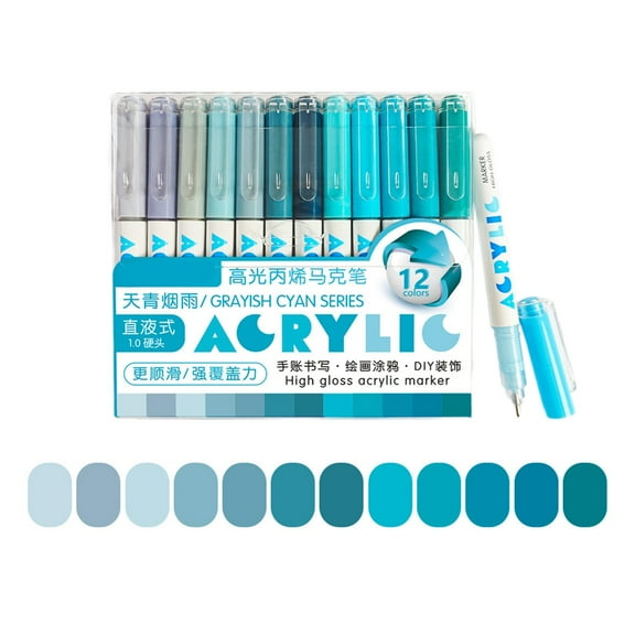 12pcs Plastic Acrylic Paint Pen Glowing Pigment for Low Light Surfaces Decorating