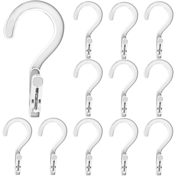 12pcs Plastic Laundry Clips Hangers, Super Strong Portable Clothes Hanging Hooks for Bathroom, Travel, Closet Organization, White