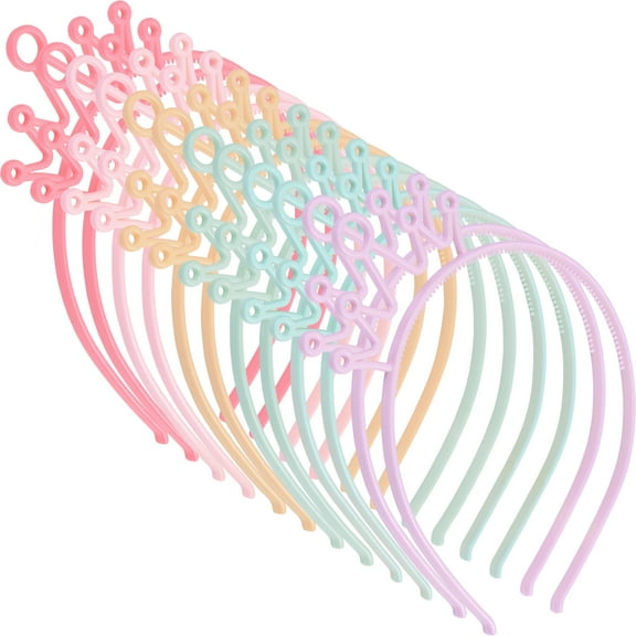 12pcs Plastic Party Headbands for Girls Toddlers Kids Princess Tiara Birthday Hair Bands Accessories