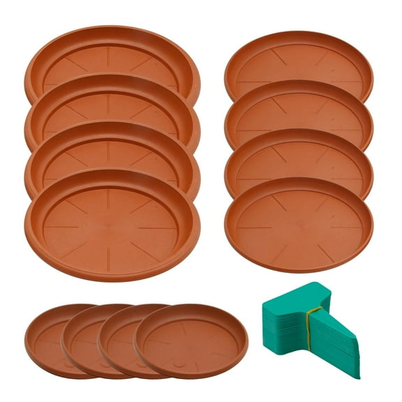 12pcs Plastic Plant Trays, 3 Sizes, for Indoor and Outdoor Use, (20 Green Flower Labels Included)