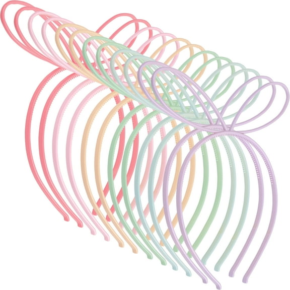 12pcs Plastic Rabbit Ears Headbands for Girls Toddlers Party Birthday Bunny Ear Head Band Chilren Hair Accessories