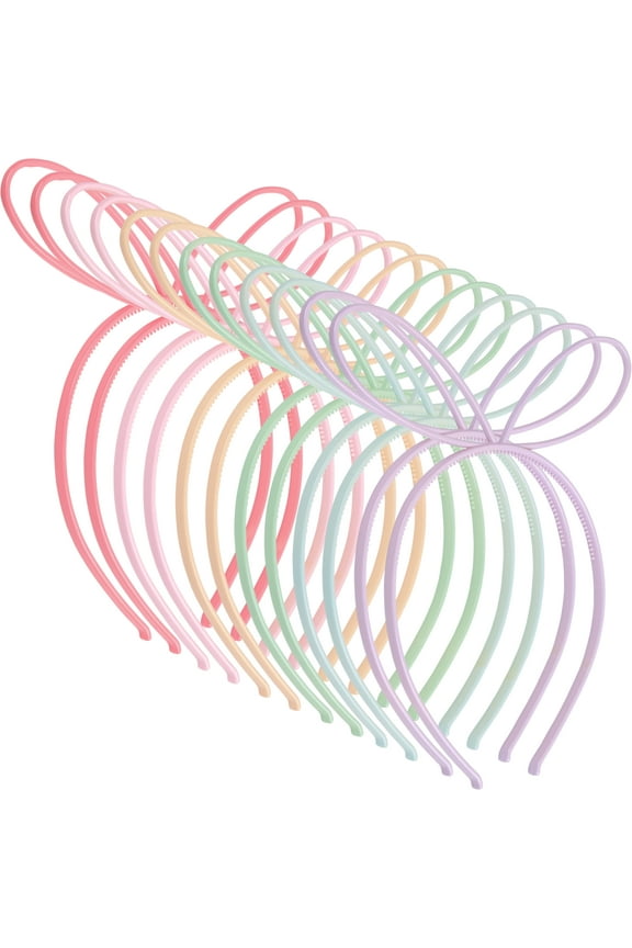 12pcs Plastic Rabbit Ears Headbands for Girls Toddlers Party Birthday Bunny Ear Head Band Chilren Hair Accessories