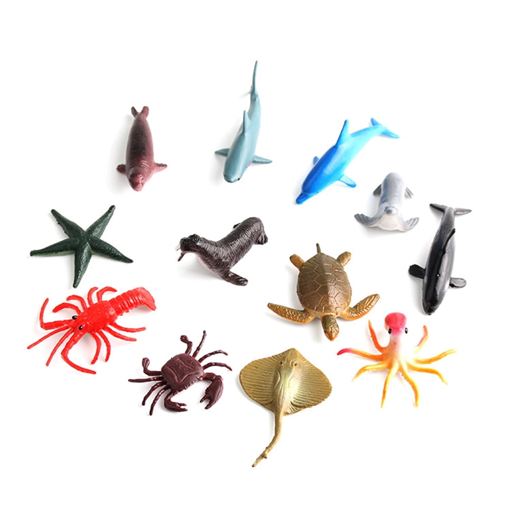 12pcs Plastic Sea Animal Figure Set Realistic Animal Toys Mini Sea Favors For Kids Toddlers Mix Model
