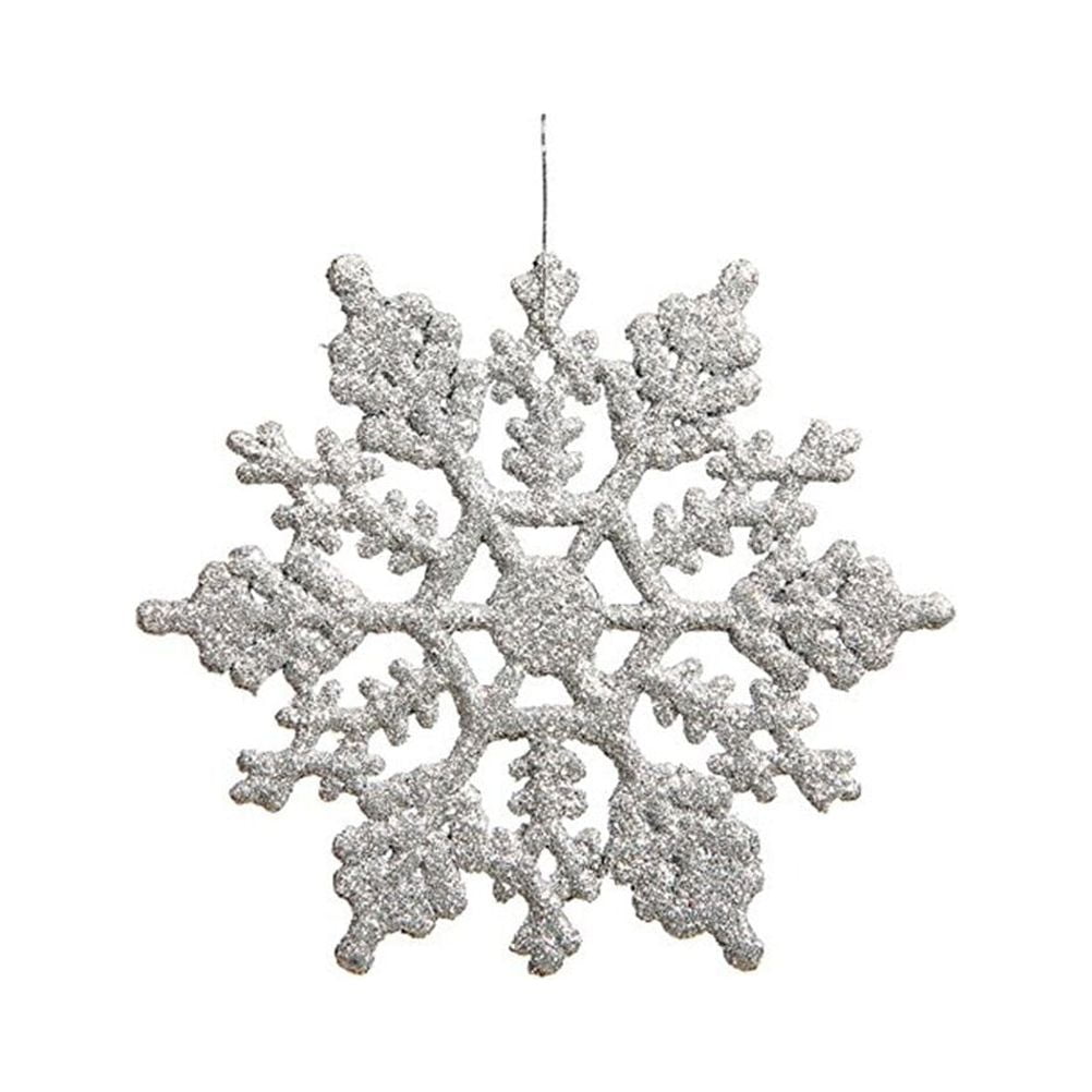 6/12pcs Christmas Snowflakes Decorations Silver Glitter Artificial Plastic  Fake Snowflake Xmas Tree Ornaments Pendant Navidad - AliExpress