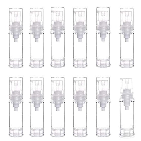 12pcs Plastic Vacuum Pump Press Bottles Empty Airless Lotion Bottle Refillable Cosmetic Storage Container Vial Jars Portable Travel Cream Lotion Container Pot (5ml)