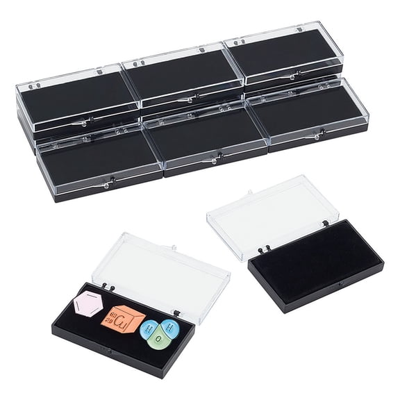 12pcs Plastic box with Flocking Blister Rectangle 5.35x8x0.55cm